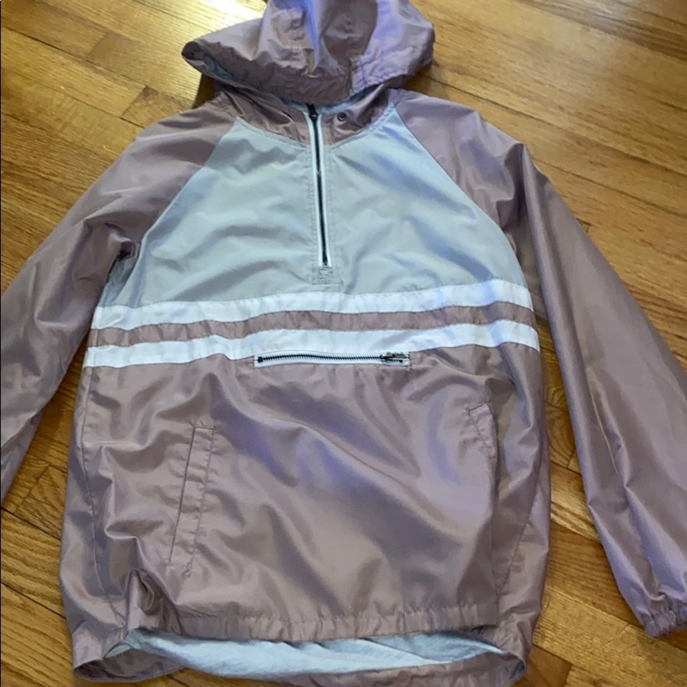 mauve color block quarter zip